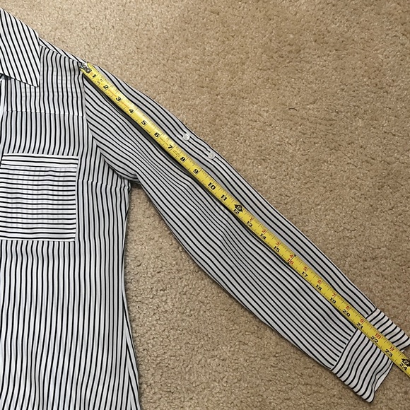 Express black & white striped slim fit portofino shirt size S - Picture 7 of 8